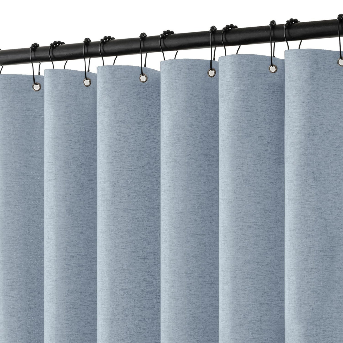 MIULEE 72 x 90 Extra Long Linen Shower Curtain Cream Beige 12 Metal Hooks