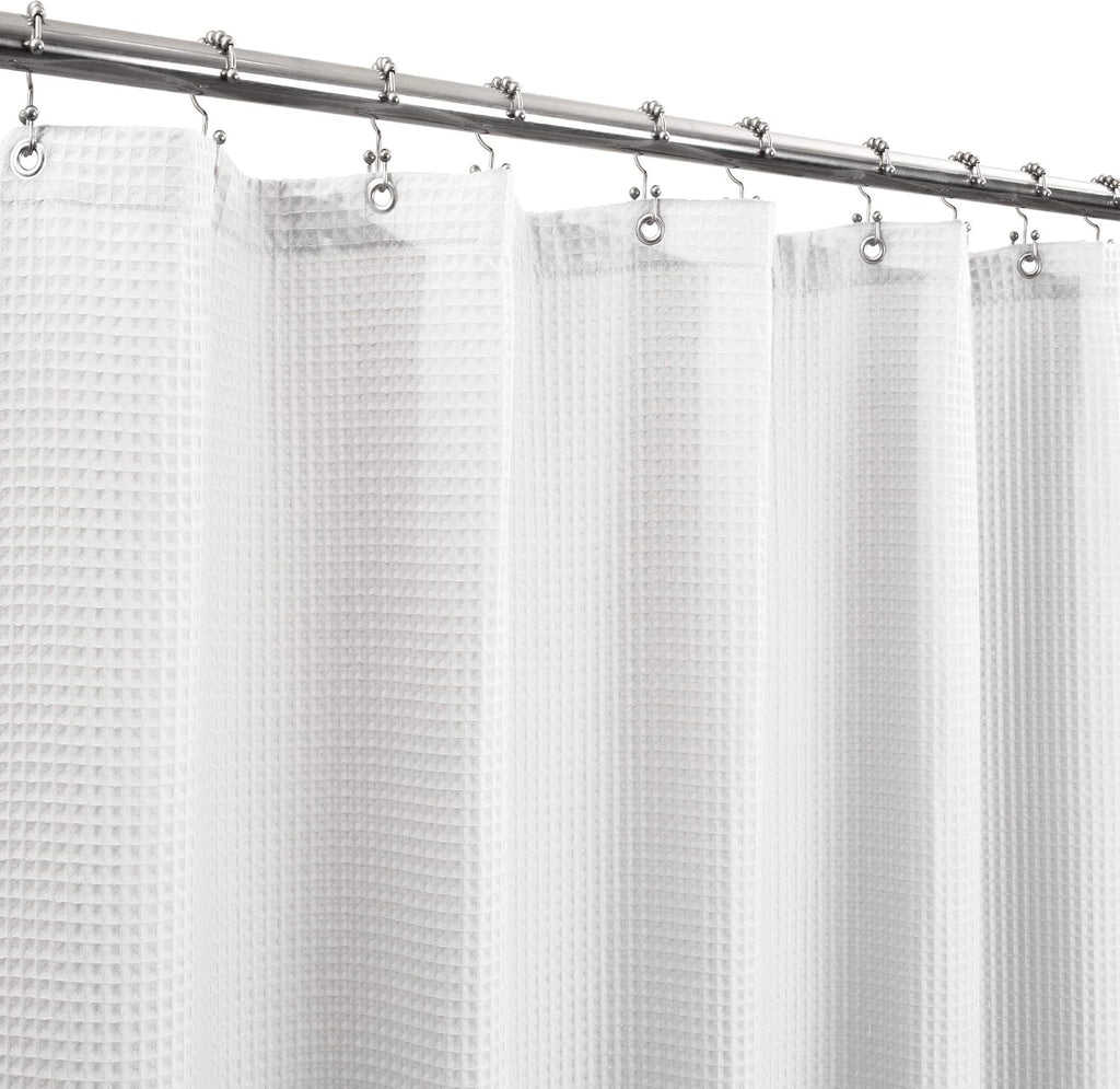 Barossa Design Waffle Weave Extra Long Shower Curtain White, 72x84
