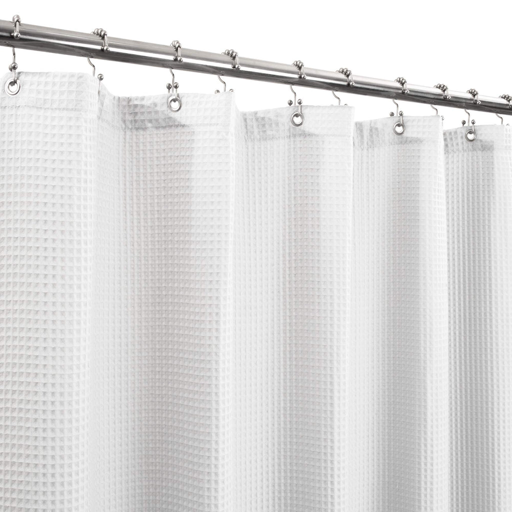 Barossa Design Waffle Weave Extra Long Shower Curtain White, 72x84