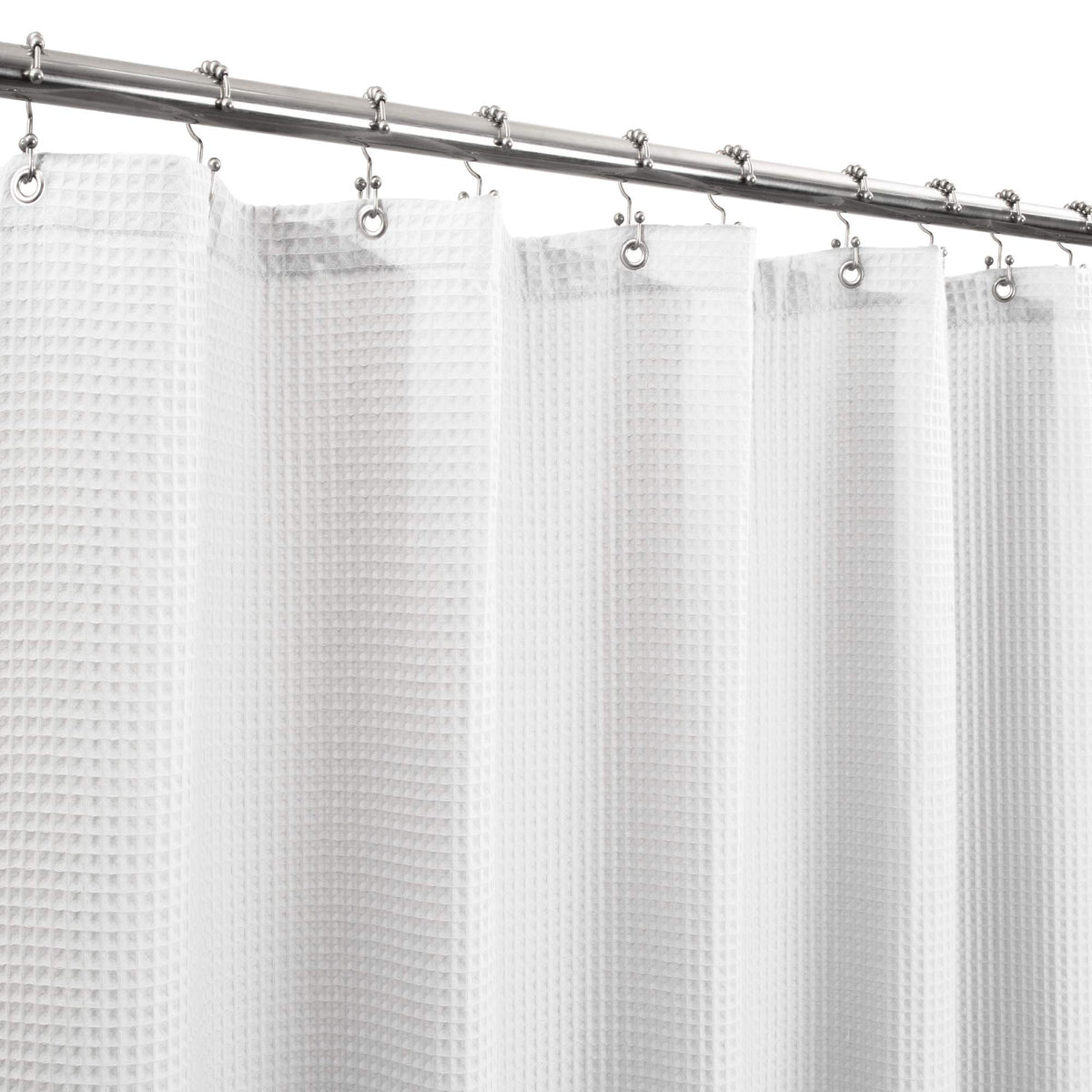 Barossa Design Waffle Weave Extra Long Shower Curtain White, 72x84
