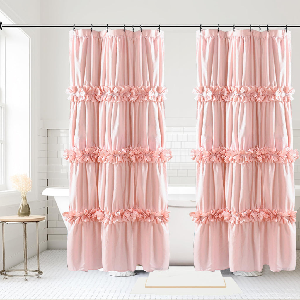 Homechoice Decor Camel Ruffle Shower Curtain 72" W x 72" H