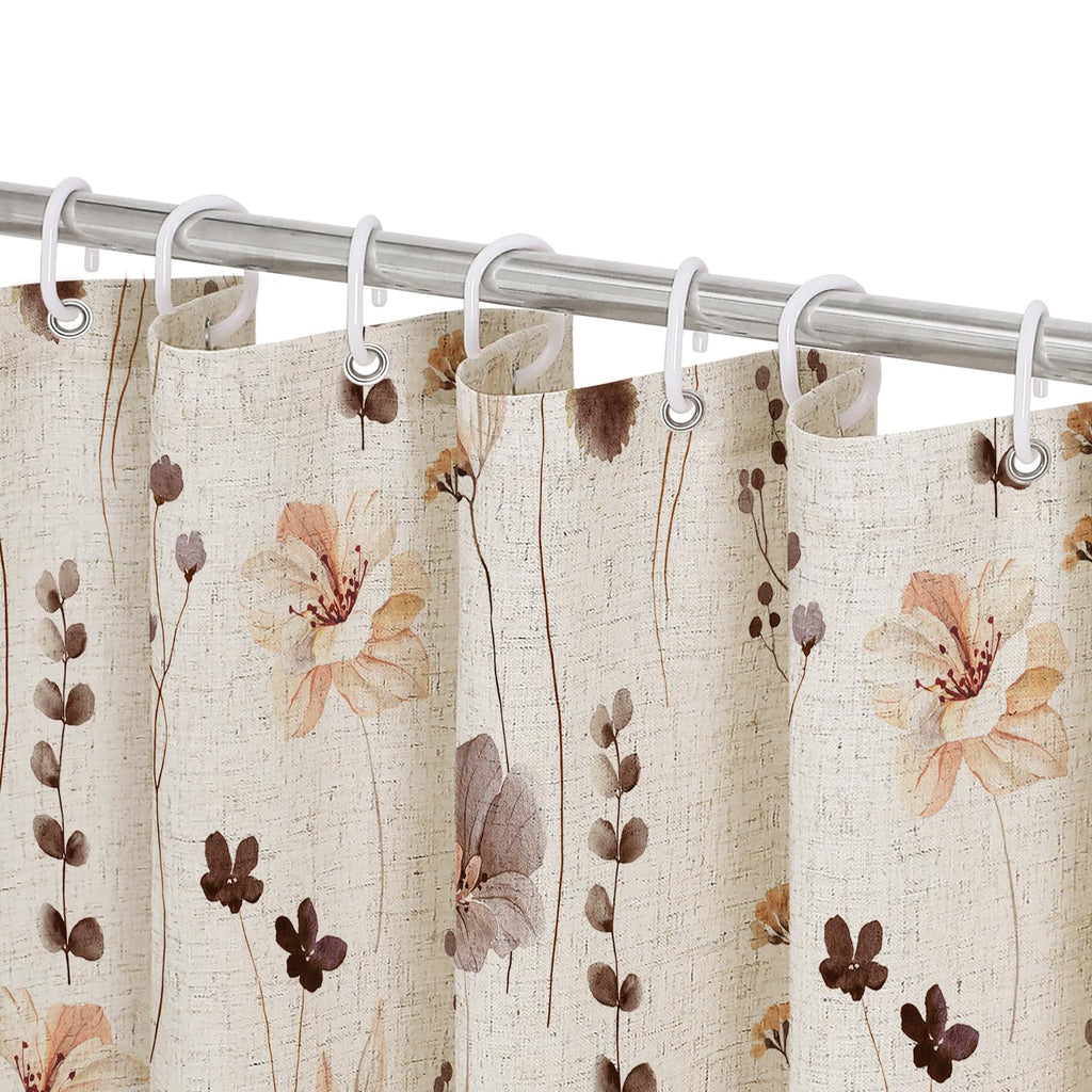 Gibelle Blue Yellow Watercolor Floral Fabric Shower Curtain, 72x72