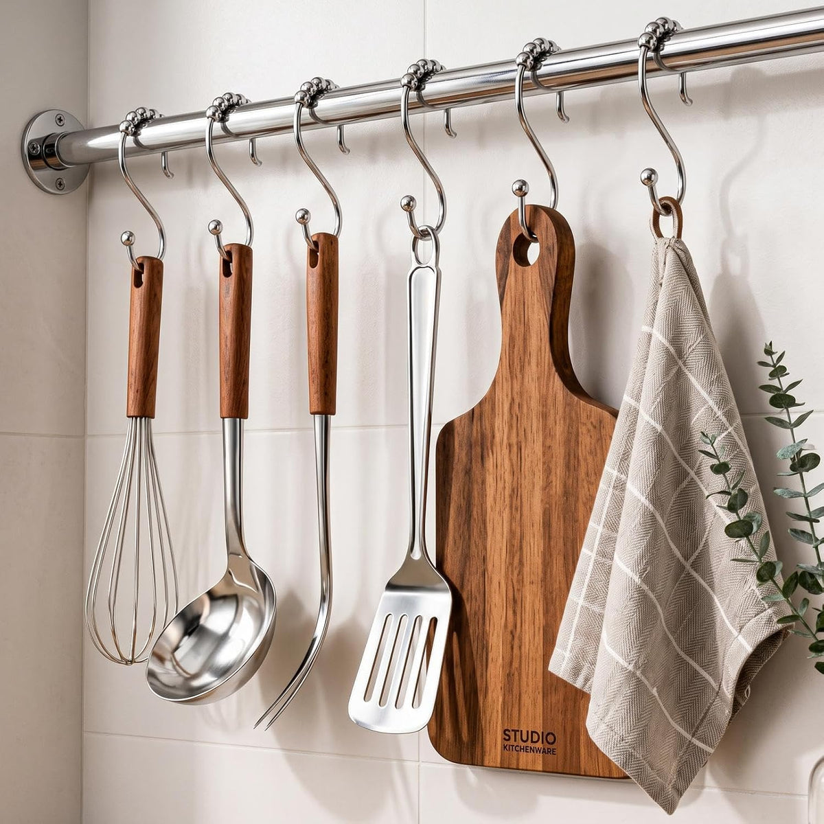Hotop Shower Curtain Hooks Rings, Stainless Steel S Hooks, 12 Pieces