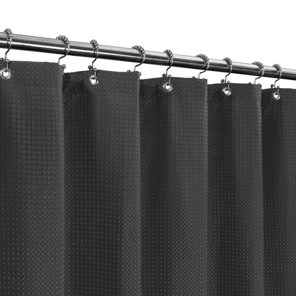 Barossa Design Waffle Weave Extra Long Shower Curtain White 84 Inch Length