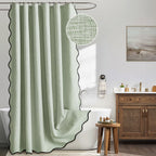 MIULEE 72"x84" Extra Long Scalloped Linen Shower Curtain Cream Beige