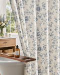jinchan Linen Shower Curtain for Bathroom with 12 Hooks, Beige, 70x72