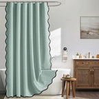 MIULEE 72"x84" Extra Long Scalloped Linen Shower Curtain Cream Beige