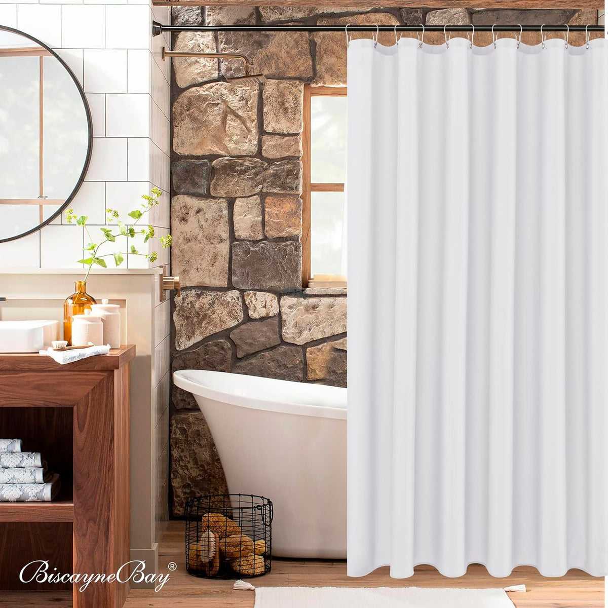 Fabric Shower Curtain Liner 60x72 Inch-White Standard Size Shower Liners