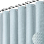 Dynamene Waffle Shower Curtain 256 GSM Heavy Duty Fabric 72"x72" Black