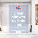 Clorox Shower Curtain Liner & Hooks, Premium Lightweight Flexible Waterproof 4g PEVA for Bathroom with Weighted Magnets, Standard Size 70" x 72", Frosty 1 Pack