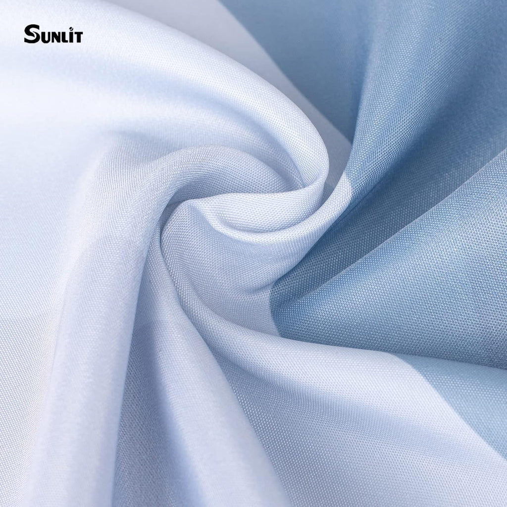 Sunlit Designer Popular Shower Curtain, Ombre Blue Fabric Contemporary Shower Curtains for Bathroom Décor