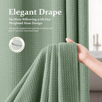Dynamene Waffle Shower Curtain 256 GSM Heavy Duty Fabric 72"x72" Sage Green