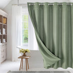 No Hook Weave Fabric Shower Curtain with Snap-in Liner White,72x74
