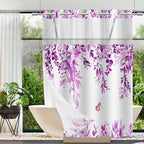 No Hook Shower Curtain and Liner Set, Sage Green Eucalyptus 71x74