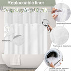 No Hook Shower Curtain and Liner Set, Sage Green Eucalyptus 71x74
