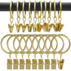 40 Pack Curtain Rings with Clips, Drapery Clips with Rings, Drapes Rings 1.26 in Interior Diameter, Fits up to 1 in Curtain Rod, Black