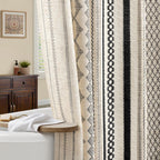 Natural Linen Boho Shower Curtain,72" W x 72" L