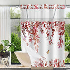 No Hook Shower Curtain and Liner Set, Sage Green Eucalyptus 71x74