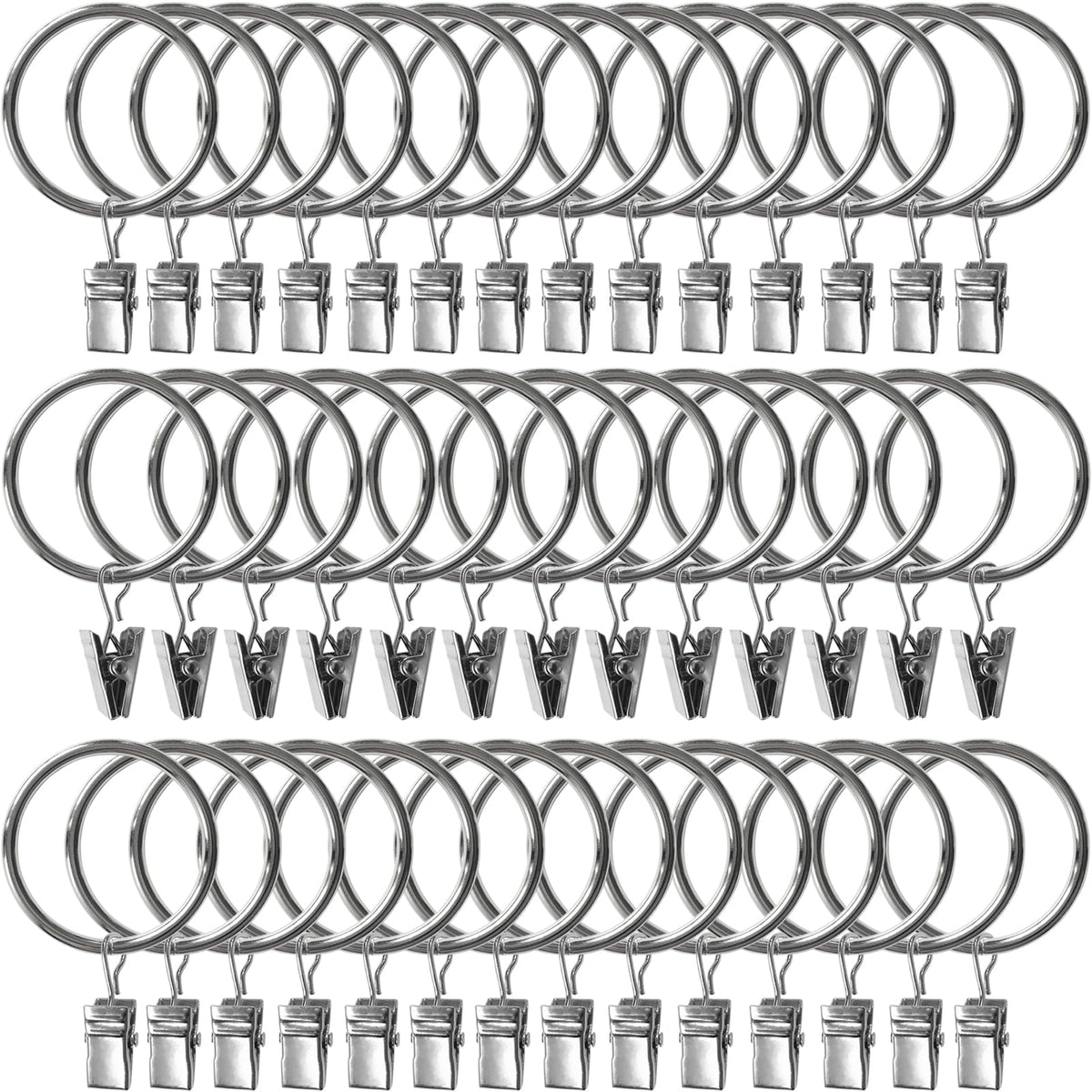 40 Pack Curtain Rings with Clips, Drapery Clips with Rings, Drapes Rings 1.26 in Interior Diameter, Fits up to 1 in Curtain Rod, Black