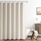 Naturoom Linen Shower Curtain 72 Inch Long for Bathroom Beige 1 Panel