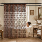 TUDECO Lace Brown Shower Curtain with Attached Valance, 72 x 72 Inch