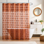 Ivory Lace Shower Curtain 72x72, Vintage Shabby Chic with Attached Valance
