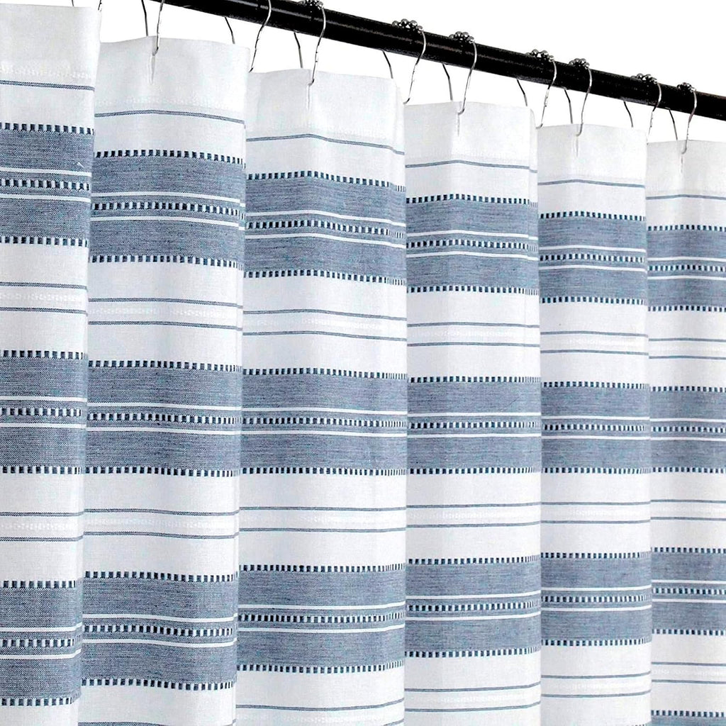Serafina Home Nautical Striped Blue and White Fabric Shower Curtain: