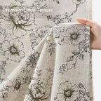 Farmhouse Floral Vintage Shower Curtain for Bathroom, Black and Tan Taupe