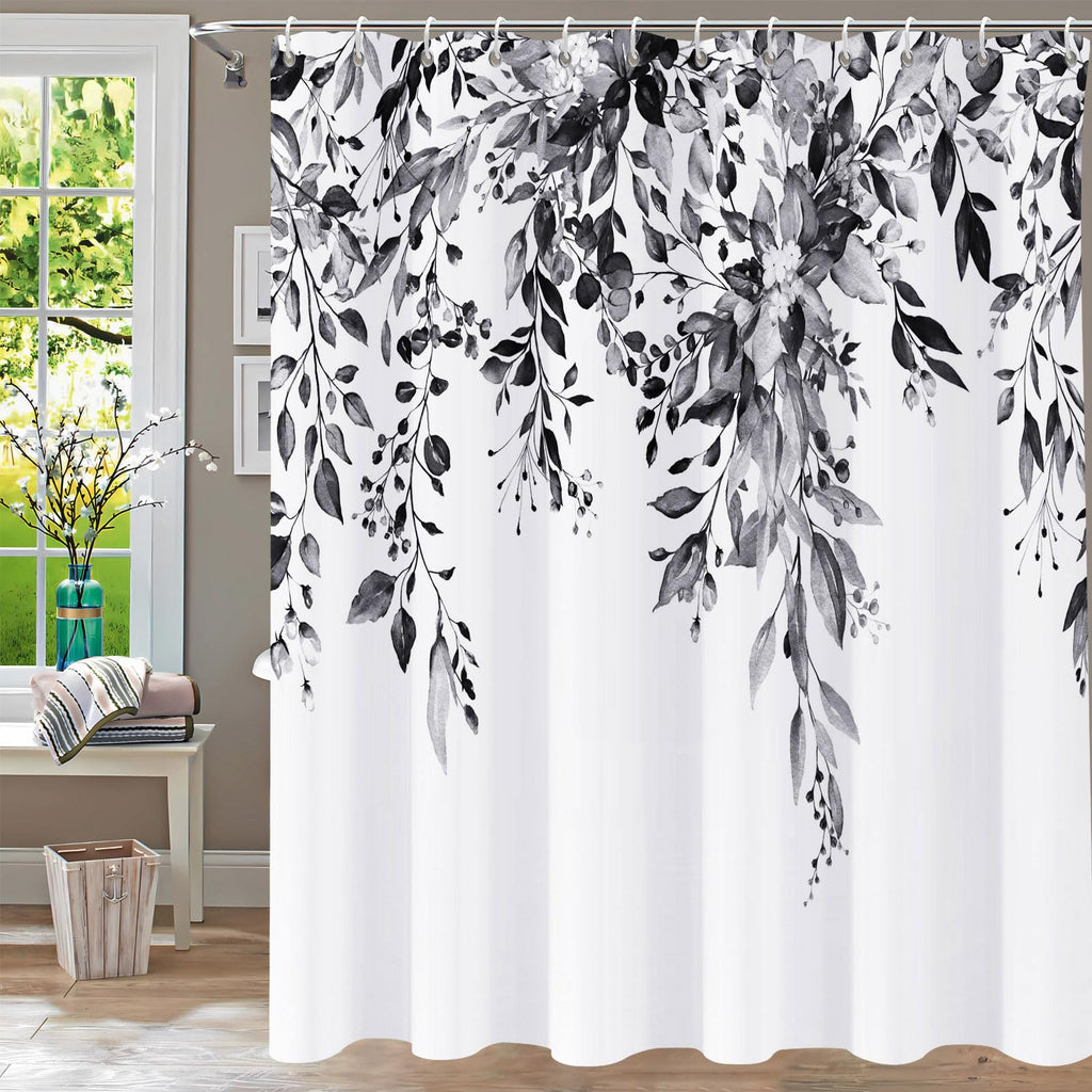 Shower Curtain Blue Eucalyptus Shower Curtains for Bathroom, Watercolor Leaf Shower Curtain Sets Waterproof Plant Shower Curtain Leaves Fabric Cloth Bathroom Curtains 72x72 inch with Hooks