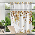 No Hook Shower Curtain and Liner Set, Sage Green Eucalyptus 71x74