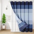 3 in 1 Shower Curtain and Liner,72 x 72 inch, Striped Grey