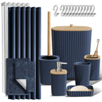 Clara Clark Black Bathroom Set, Shower Curtain Set, Bathroom Accessory Set