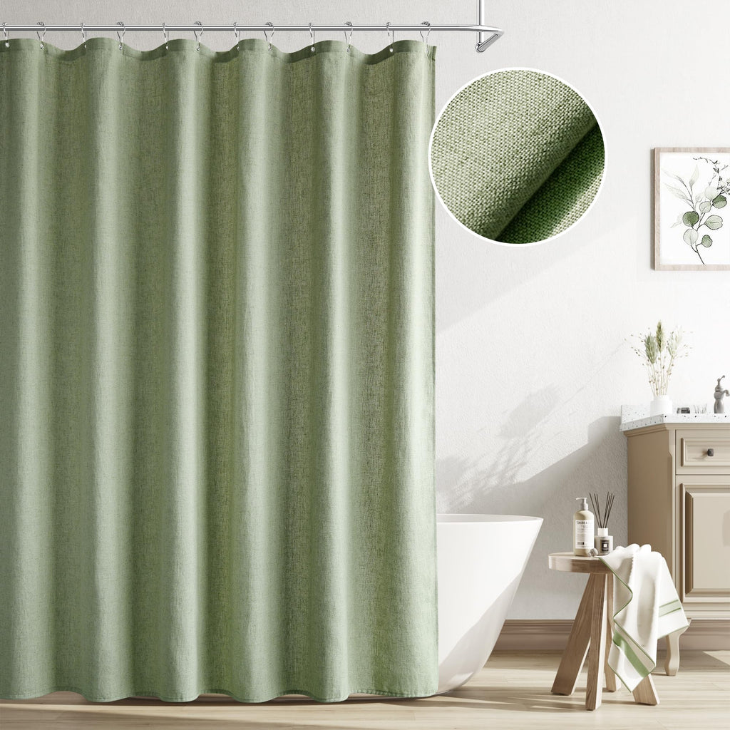 Naturoom Linen Shower Curtain 72 Inch Long for Bathroom Beige 1 Panel