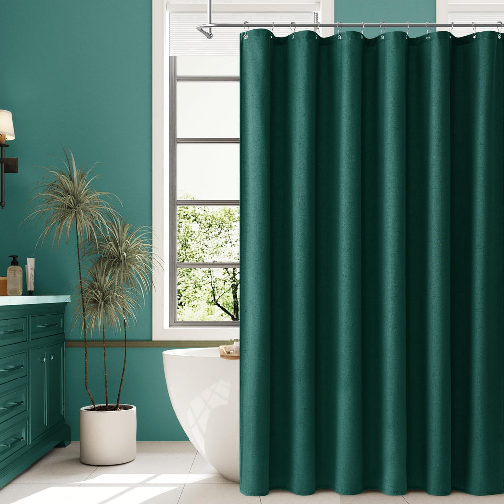 Naturoom Linen Shower Curtain 72 Inch Long for Bathroom Beige 1 Panel