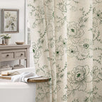 Farmhouse Floral Vintage Shower Curtain for Bathroom, Black and Tan Taupe