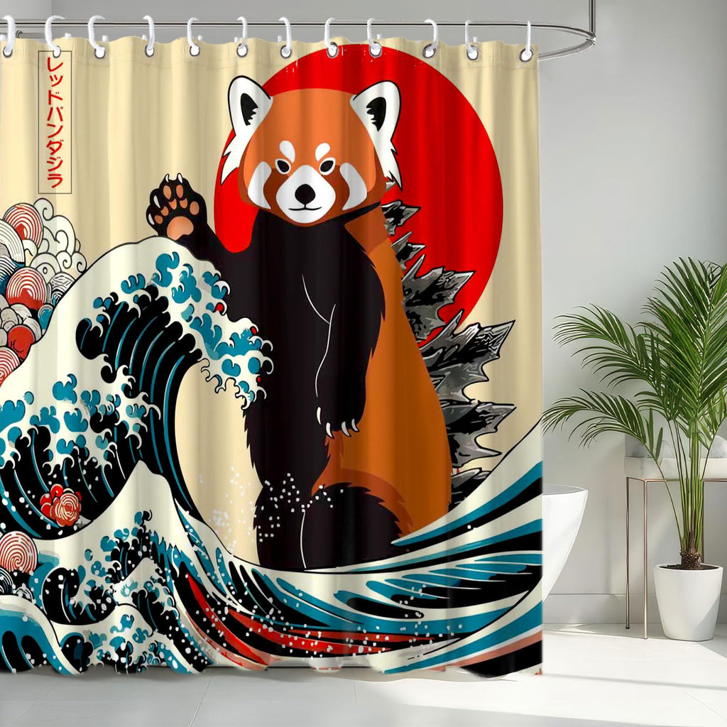 Funny Japanese Cat Funky Anime Japan Bathroom Shower Curtain, 72x72
