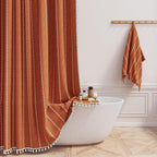 BTTN Cream Boho Farmhouse Linen Heavy Duty Shower Curtain Set, 72x72, Beige