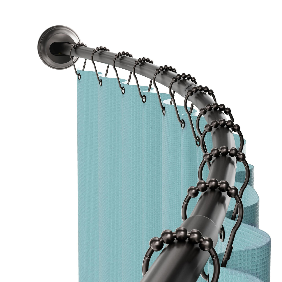 Zenna Home Curved Shower Curtain Rod, No Drill, 50-72 Inch Adjustable Tension Shower Rod for Bathroom, Rustproof, Non-Slip, Adds Room in Shower, Satin Nickel