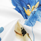 Gibelle Blue Yellow Watercolor Floral Fabric Shower Curtain, 72x72