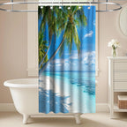 Nautical Green Sea Turtles Beach Theme Fabric Shower Curtain Sets Bathroom Blue Ocean Decor with Grommets and Hooks - 72 x 72 Inch Teal