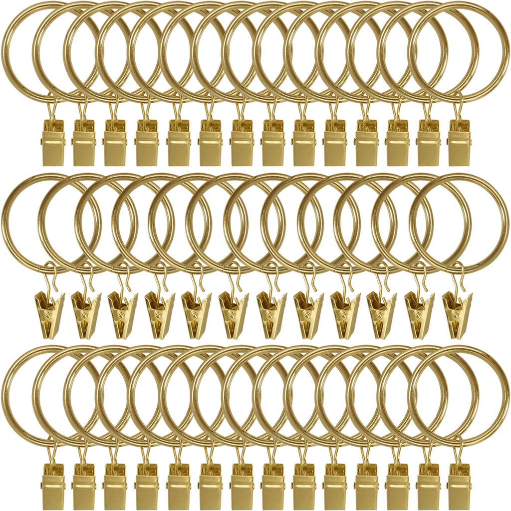 40 Pack Curtain Rings with Clips, Drapery Clips with Rings, Drapes Rings 1.26 in Interior Diameter, Fits up to 1 in Curtain Rod, Black