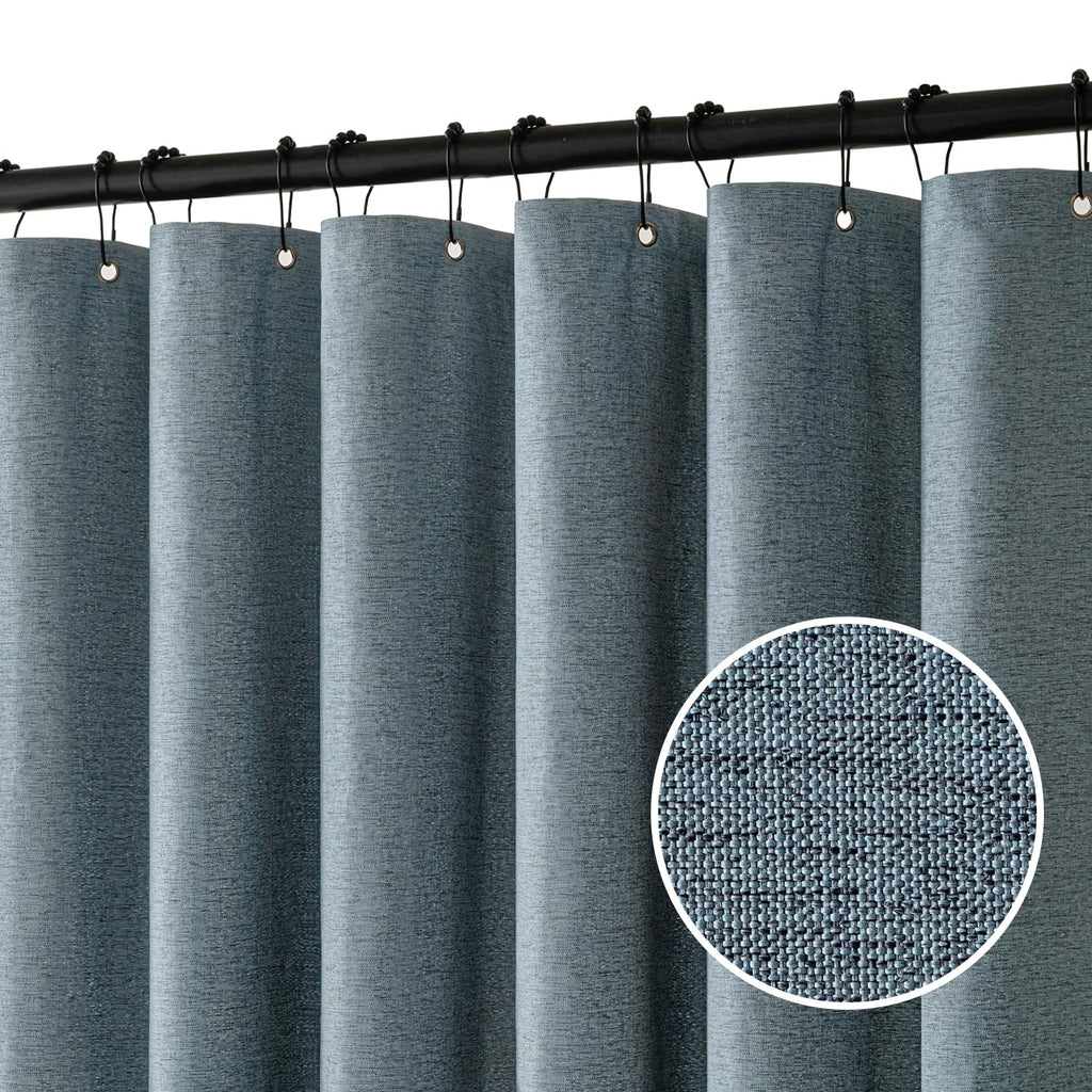 MIULEE 72 x 90 Extra Long Linen Shower Curtain Cream Beige 12 Metal Hooks