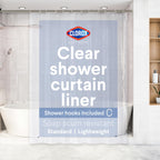 Clorox Shower Curtain Liner & Hooks, Premium Lightweight Flexible Waterproof 4g PEVA for Bathroom with Weighted Magnets, Standard Size 70" x 72", Frosty 1 Pack