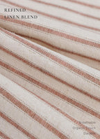 Farmhouse Striped Shower Curtain - 72x72 Inches, Linen Blend Fabric, Breathable & Machine Washable, Rustic Rust for Bathroom Decor (Hooks/Liner Not Included)