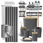 Clara Clark Black Bathroom Set, Shower Curtain Set, Bathroom Accessory Set