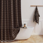 BTTN Sage Green Boho Farmhouse Linen Heavy Duty Shower Curtain Set, 72x72