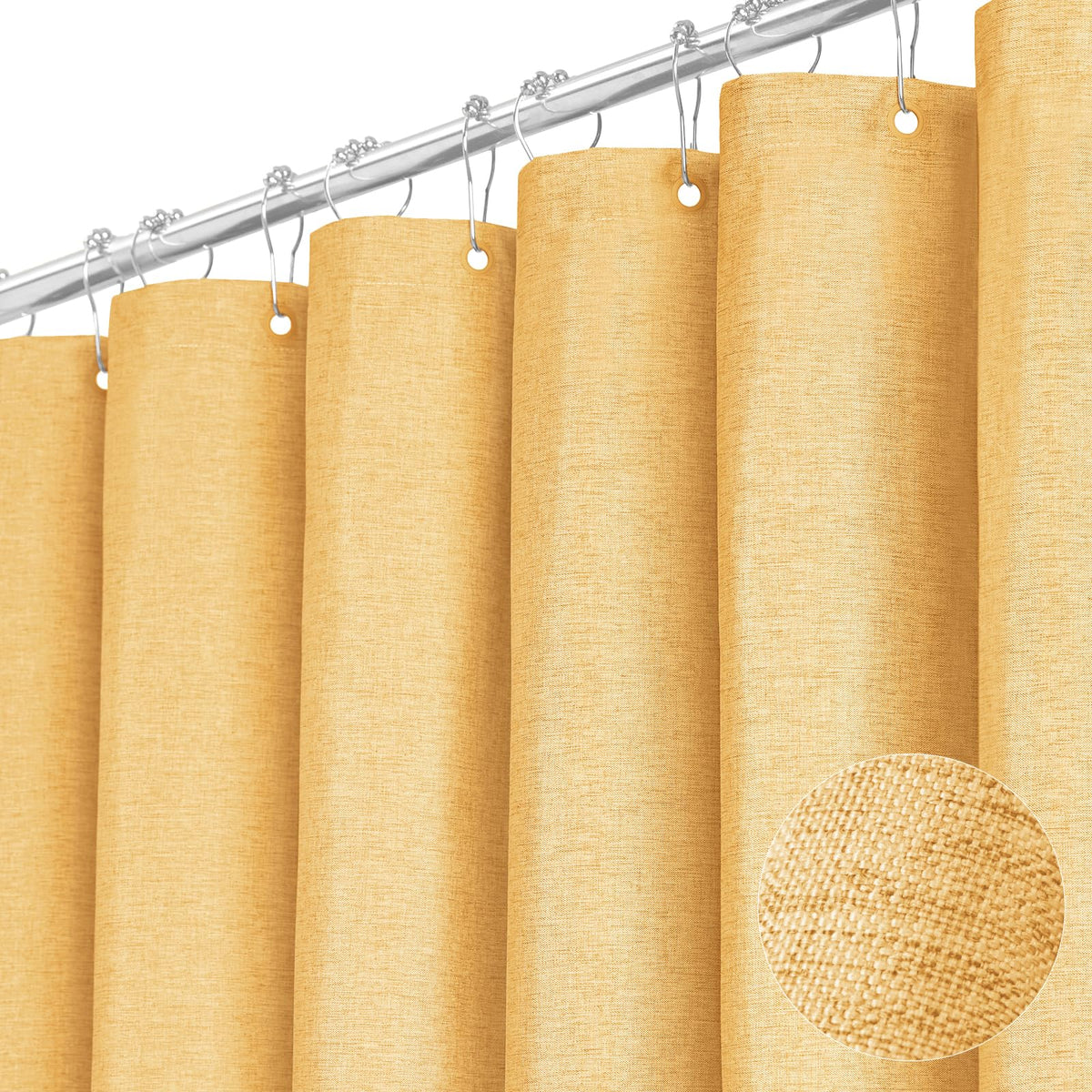 BTTN Beige Linen Textured Waterproof Cloth Shower Curtain Set, 72x72, Cream