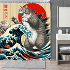 Funny Japanese Cat Funky Anime Japan Bathroom Shower Curtain, 72x72