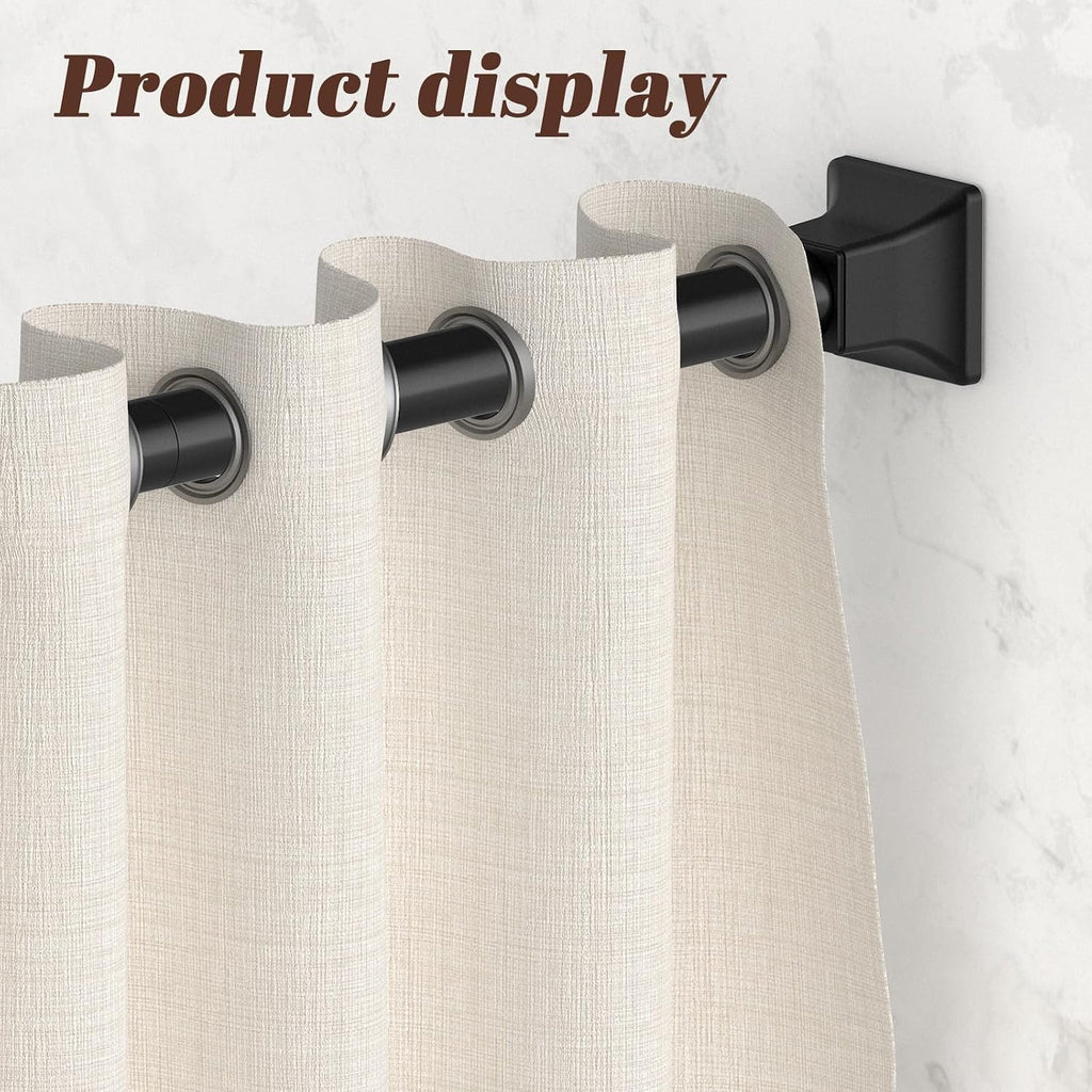 SMODBRODRE Black Shower Curtain Rod, Adjustable 32-80 Inch Tension Spring Curtain Rod No Drilling for Bathroom Kitchen, No Slip, No Rust
