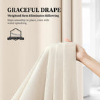 BTTN Beige Linen Textured Waterproof Cloth Shower Curtain Set, 72x72, Cream